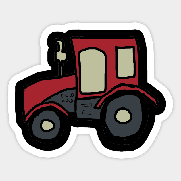 Red Farm Tractor Sticker by Mark Ewbie